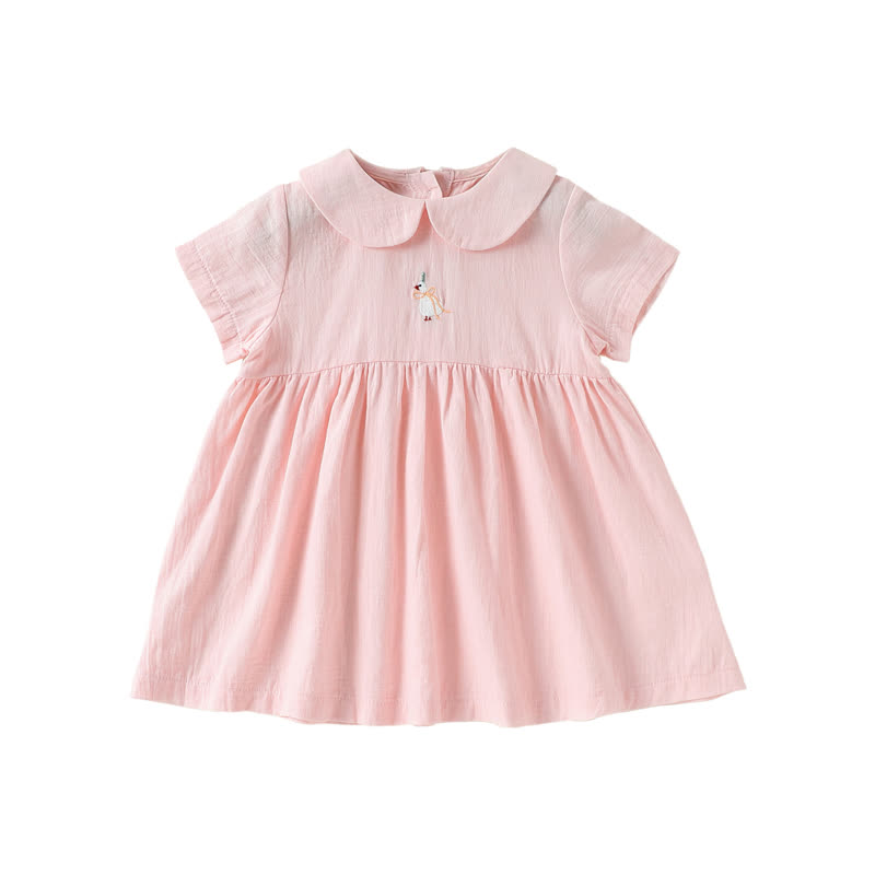 Baby Girl Animal Print Peter Pan Collar Dress - Pink - 2-3T - image 2