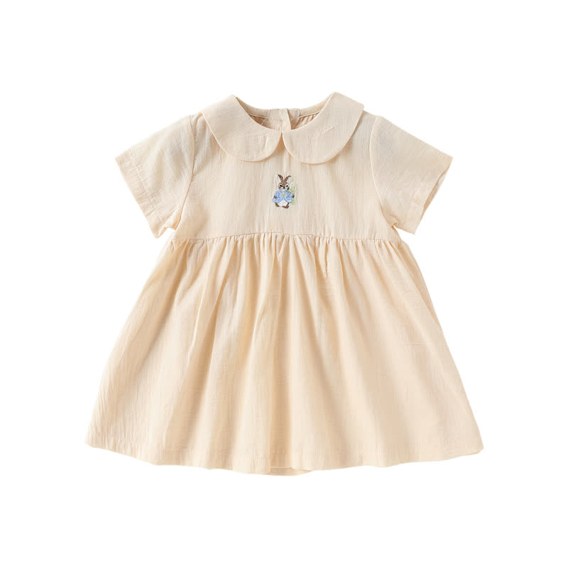 Baby Girl Animal Print Peter Pan Collar Dress - Beige - 2-3T - image 3