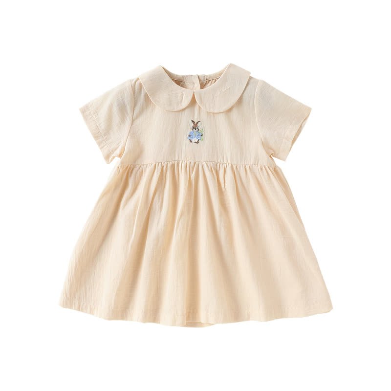 Baby Girl Animal Print Peter Pan Collar Dress - Beige - 2-3T - image 3