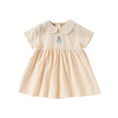 Baby Girl Animal Print Peter Pan Collar Dress - Beige - 2-3T - image 3