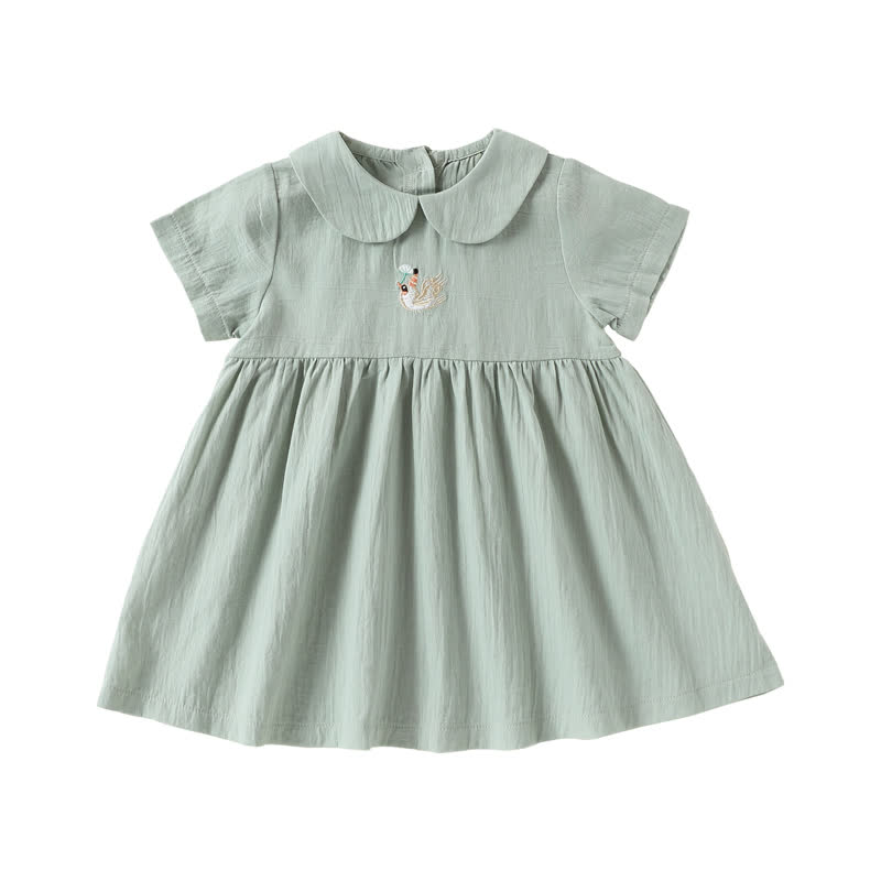 Baby Girl Animal Print Peter Pan Collar Dress - Green - 2-3T - image 4