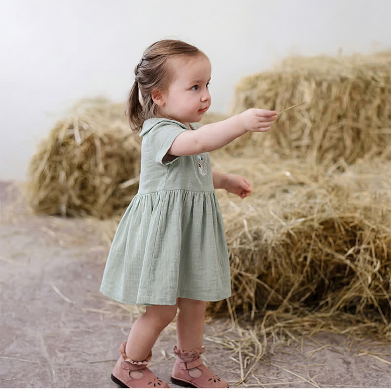 Baby Girl Animal Print Peter Pan Collar Dress - image 6