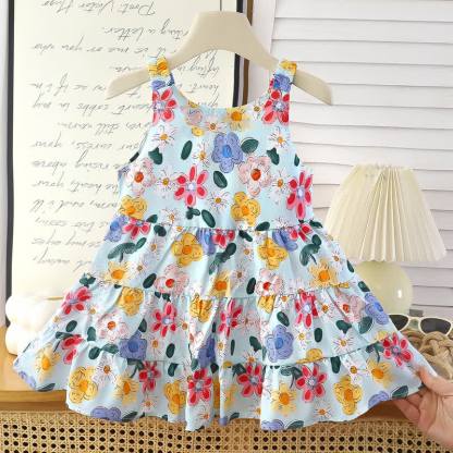 Toddler Girl Floral Sleeveless Summer Dress - Green - 10-11T - image 5