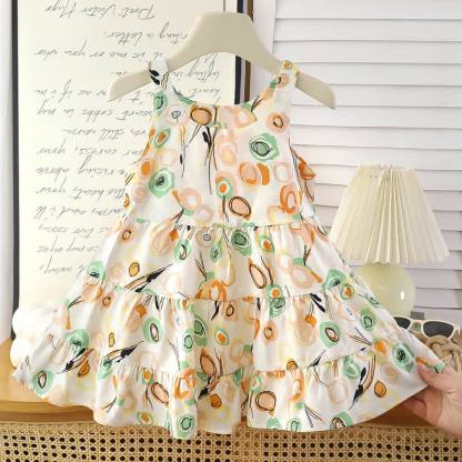 Toddler Girl Floral Sleeveless Summer Dress - Orange - 10-11T - image 7