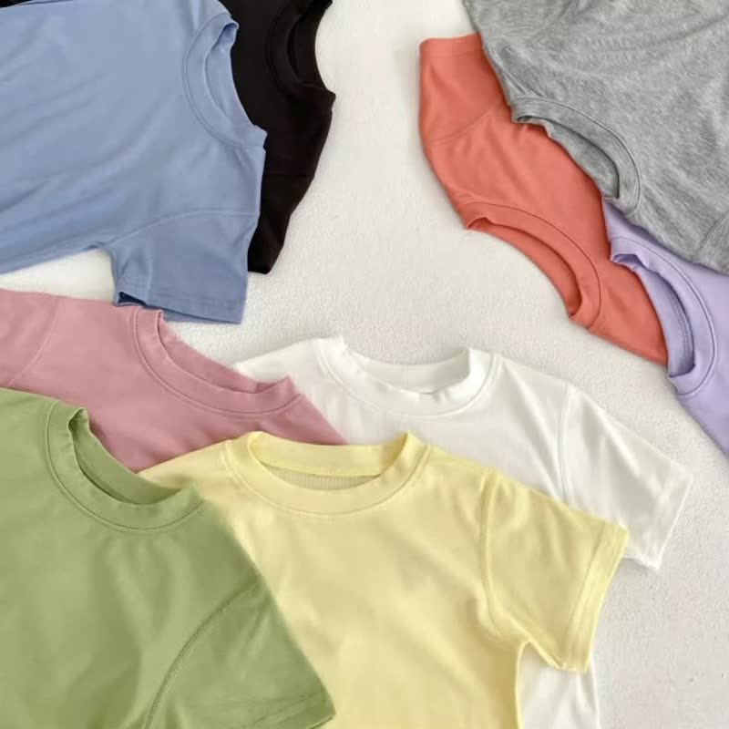 Toddler Solid Color Crew Neck Casual T-Shirt - image 14