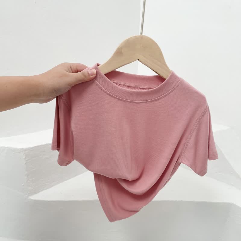 Toddler Solid Color Crew Neck Casual T-Shirt - Pink - 10-11T - image 3