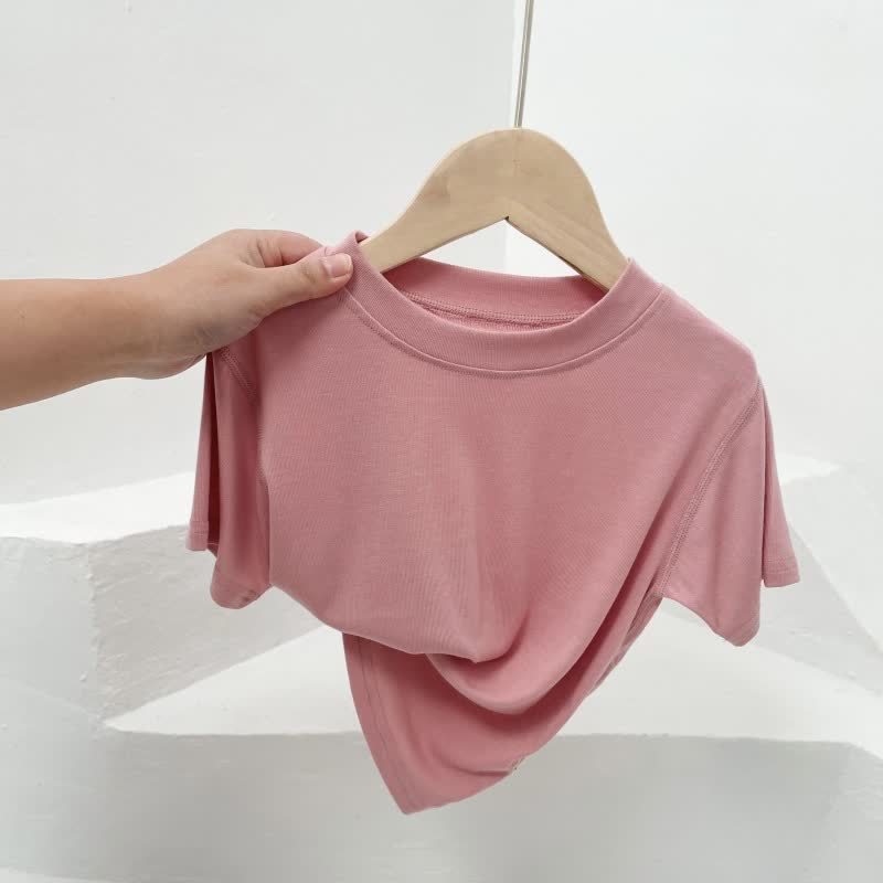 Toddler Solid Color Crew Neck Casual T-Shirt - Pink - 10-11T - image 3
