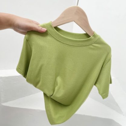 Toddler Solid Color Crew Neck Casual T-Shirt - Green - 10-11T - image 5