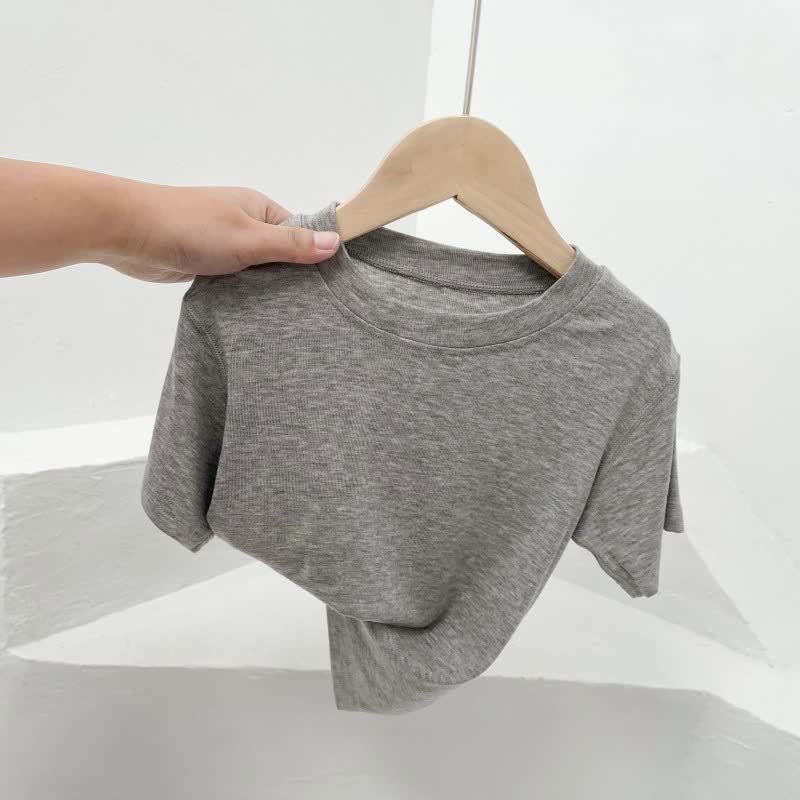 Toddler Solid Color Crew Neck Casual T-Shirt - Gray - 10-11T - image 4