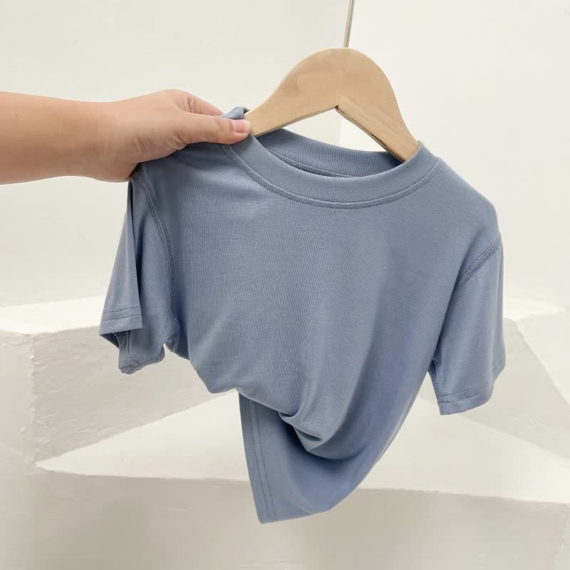 Toddler Solid Color Crew Neck Casual T-Shirt - Blue - 10-11T - image 7