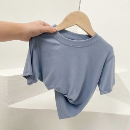 Toddler Solid Color Crew Neck Casual T-Shirt - Blue - 10-11T - image 7