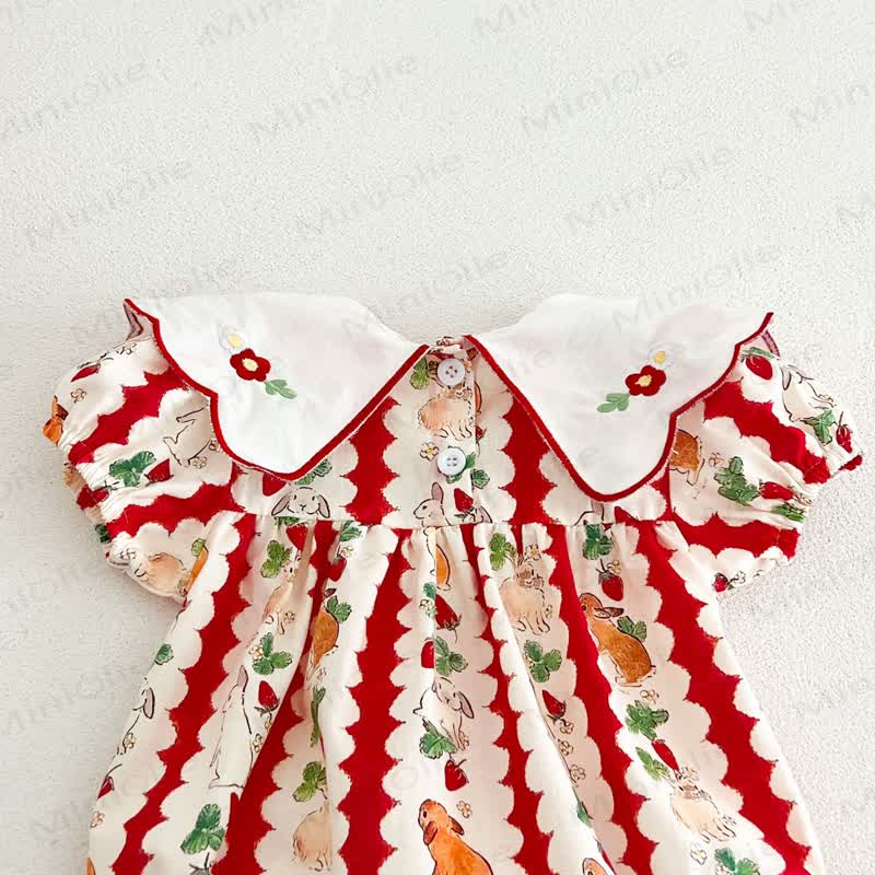 Baby Strawberry Stripe Bunny Bodysuit - image 6