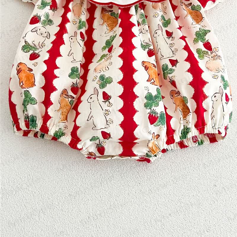 Baby Strawberry Stripe Bunny Bodysuit - image 7