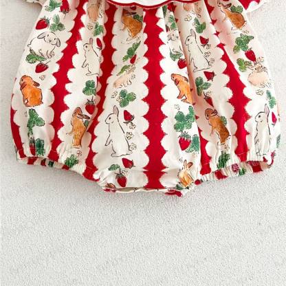 Baby Strawberry Stripe Bunny Bodysuit - image 7