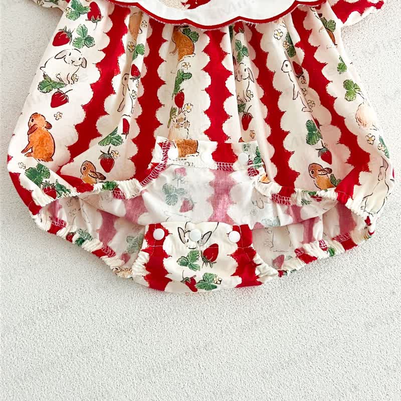 Baby Strawberry Stripe Bunny Bodysuit - image 8