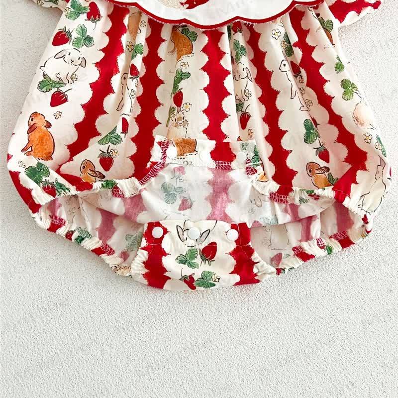 Baby Strawberry Stripe Bunny Bodysuit - image 8