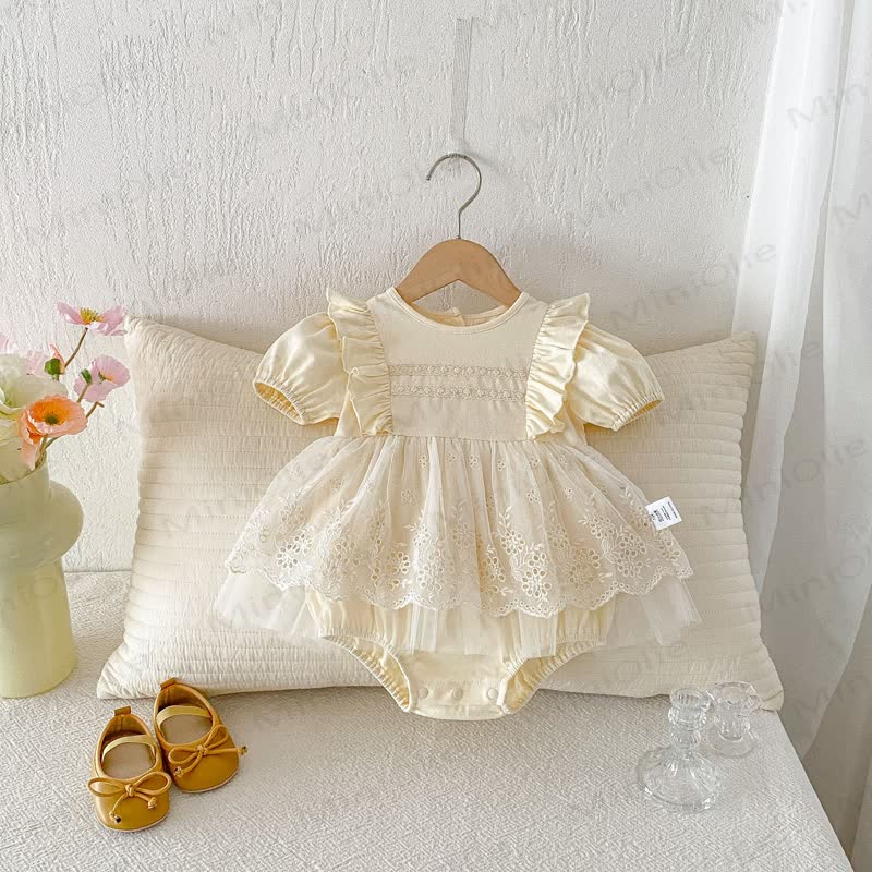 Baby Lace Beige Skirted Bodysuit - image 2