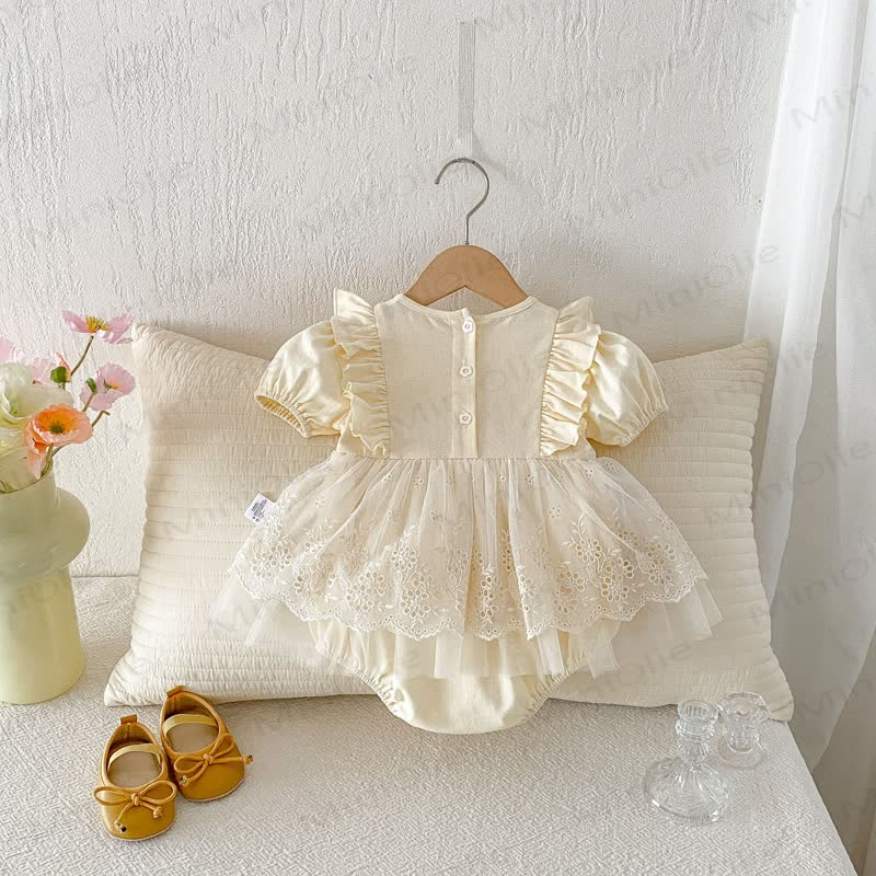 Baby Lace Beige Skirted Bodysuit - image 3