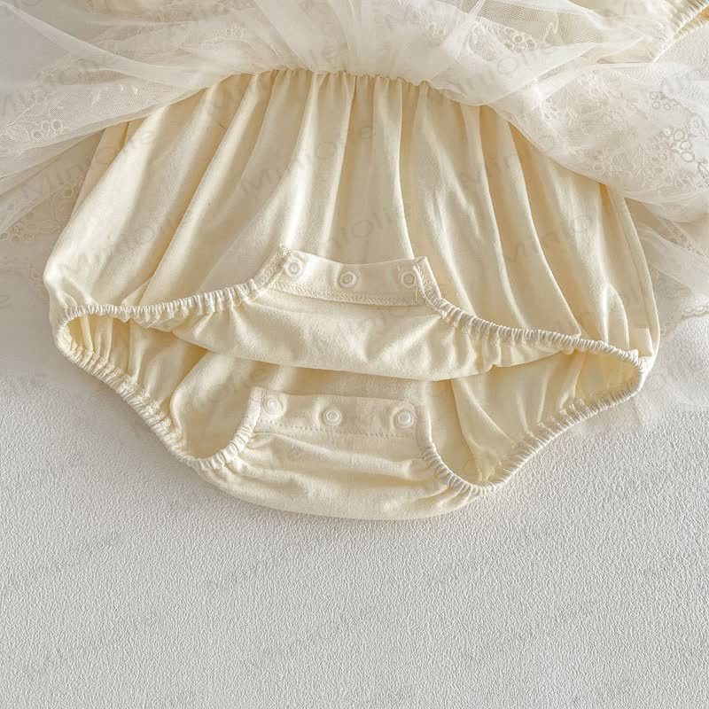 Baby Lace Beige Skirted Bodysuit - image 6