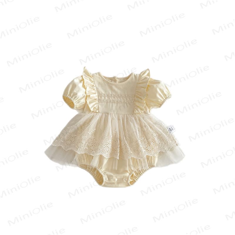 Baby Lace Beige Skirted Bodysuit - image 7