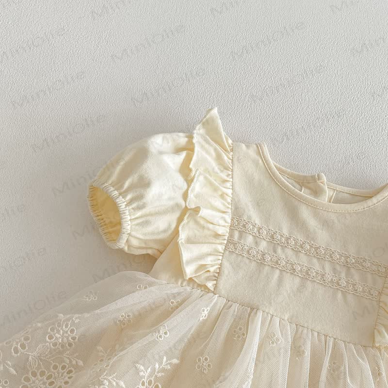 Baby Lace Beige Skirted Bodysuit - image 4