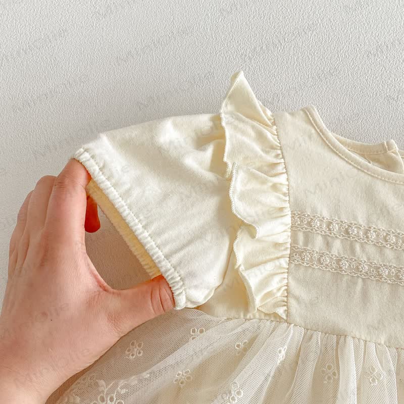 Baby Lace Beige Skirted Bodysuit - image 5