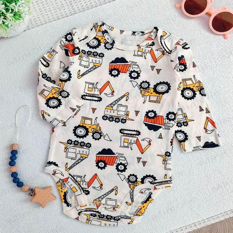 Baby Cotton Cartoon Print Short Sleeve Bodysuit - Excavator - 18-24M - image 16