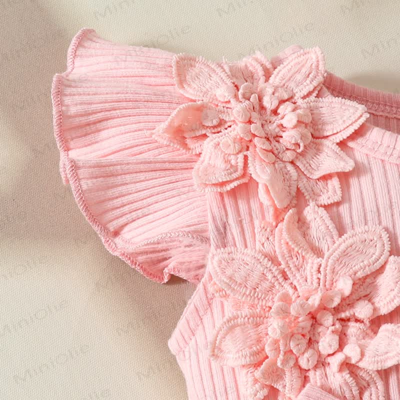 Baby Floral/Butterfly Tulle Skirted Bodysuit with Headband - image 4
