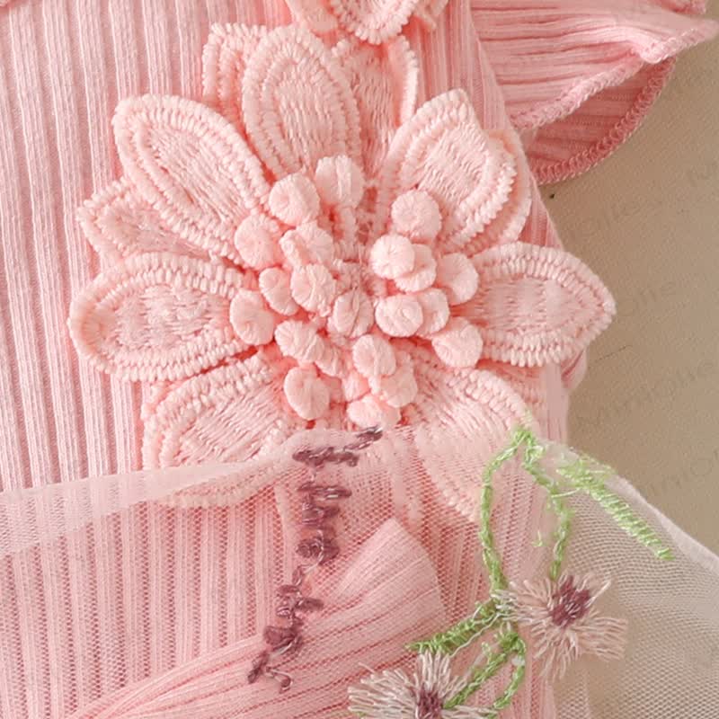 Baby Floral/Butterfly Tulle Skirted Bodysuit with Headband - image 5