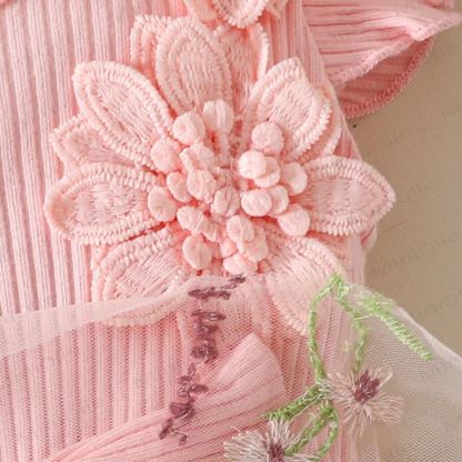 Baby Floral/Butterfly Tulle Skirted Bodysuit with Headband - image 5