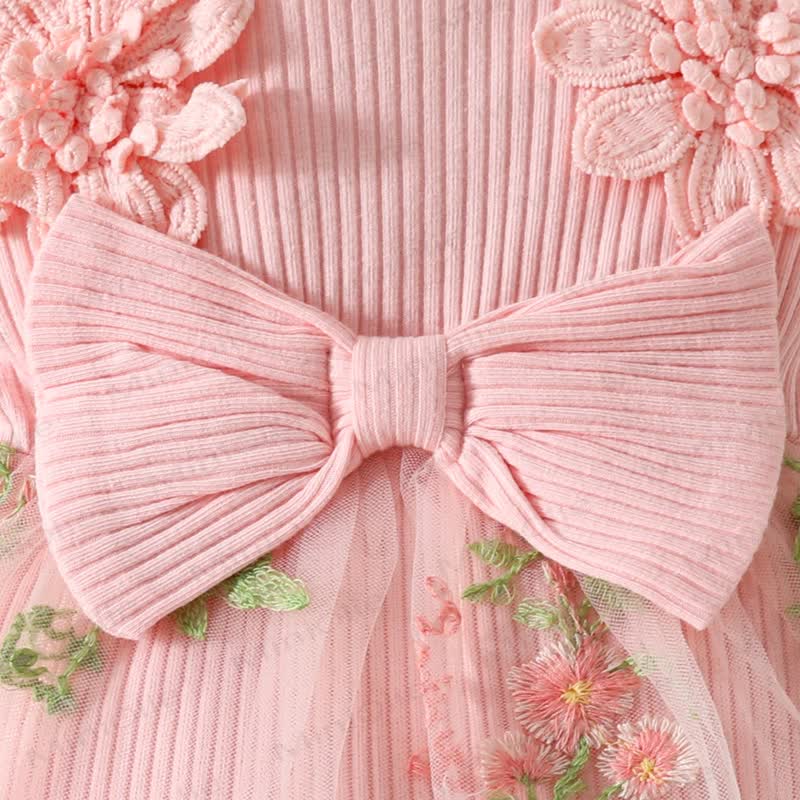 Baby Floral/Butterfly Tulle Skirted Bodysuit with Headband - image 6