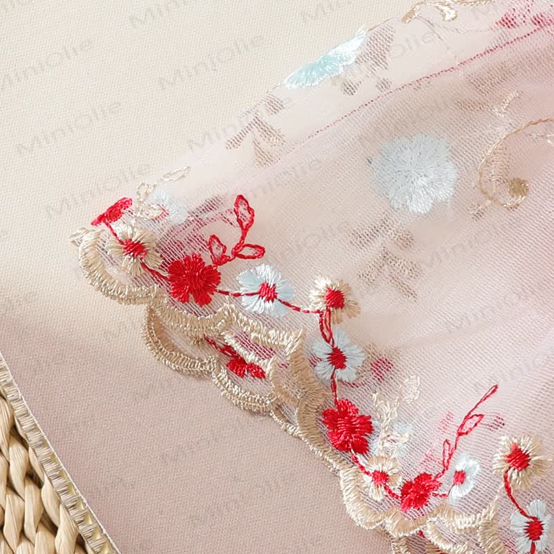 Baby Red Floral Tulle Skirted Bodysuit with Headband - image 7