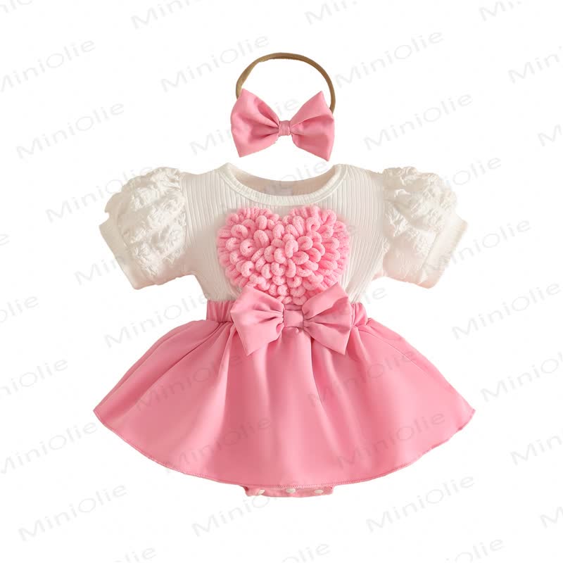 Baby Heart Ribbed Skirted Bodysuit with Headband - image 8