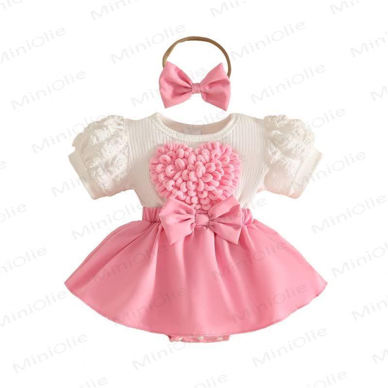 Baby Heart Ribbed Skirted Bodysuit with Headband - image 8