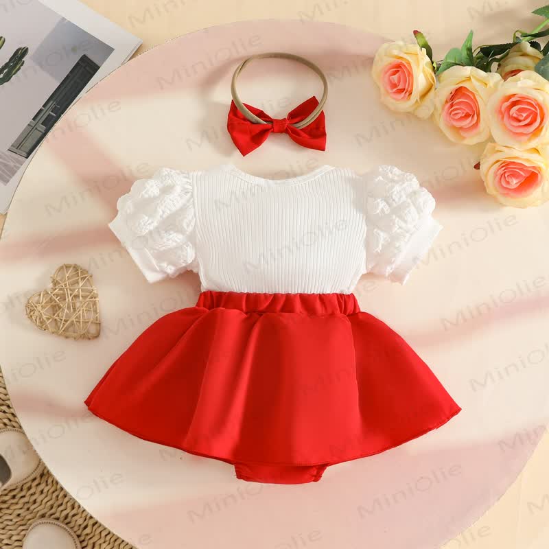 Baby Heart Ribbed Skirted Bodysuit with Headband - image 11