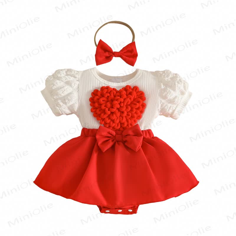 Baby Heart Ribbed Skirted Bodysuit with Headband - image 16