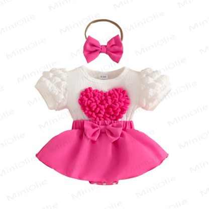 Baby Heart Ribbed Skirted Bodysuit with Headband - image 33
