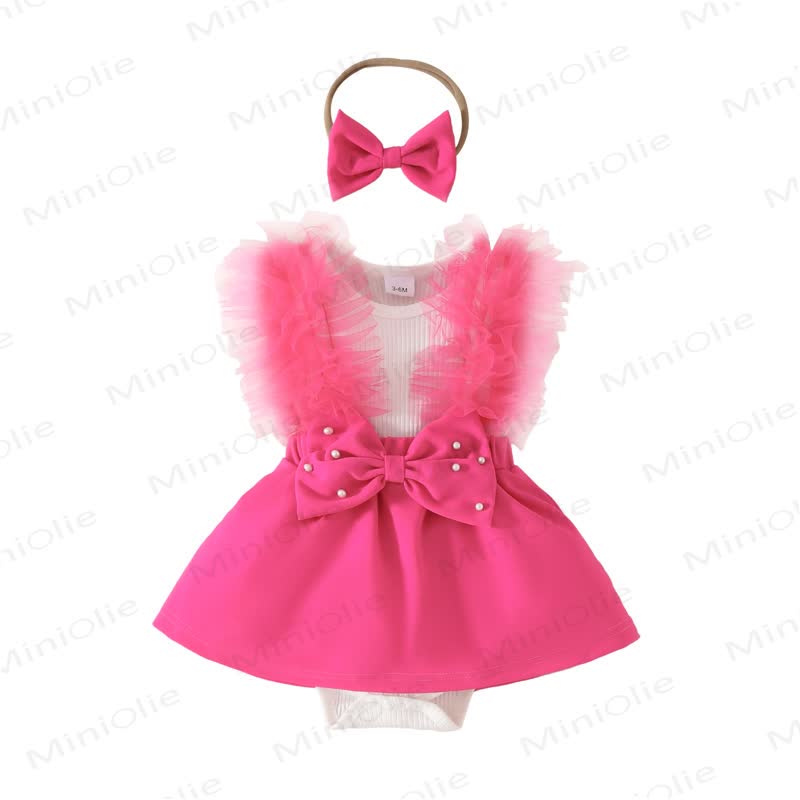 Baby Pearl Bow Tulle Skirted Bodysuit - image 32