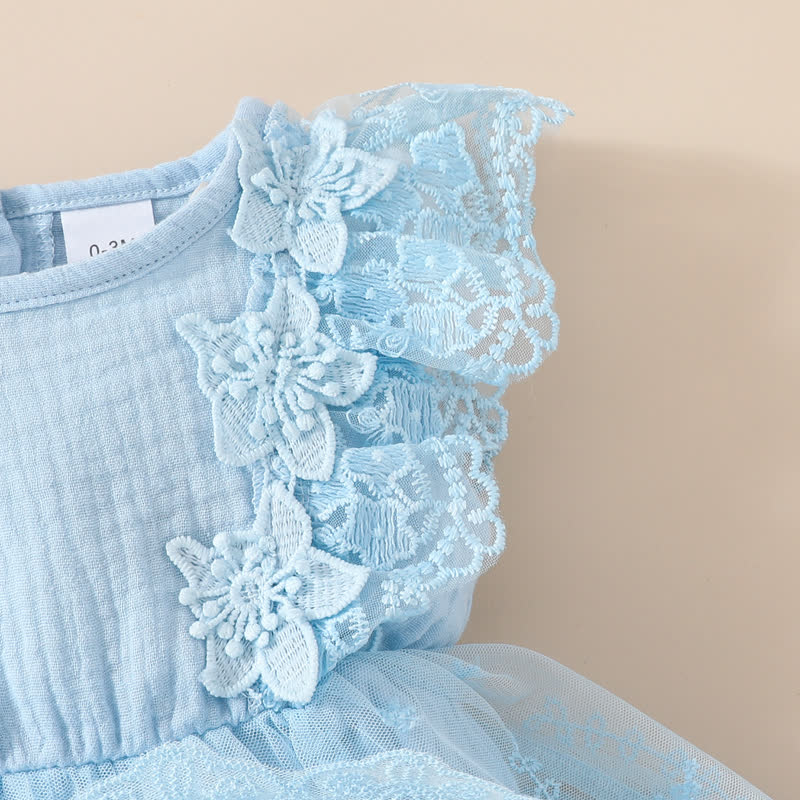 Baby Lace Tulle Ribbed Skirted Bodysuit - image 11