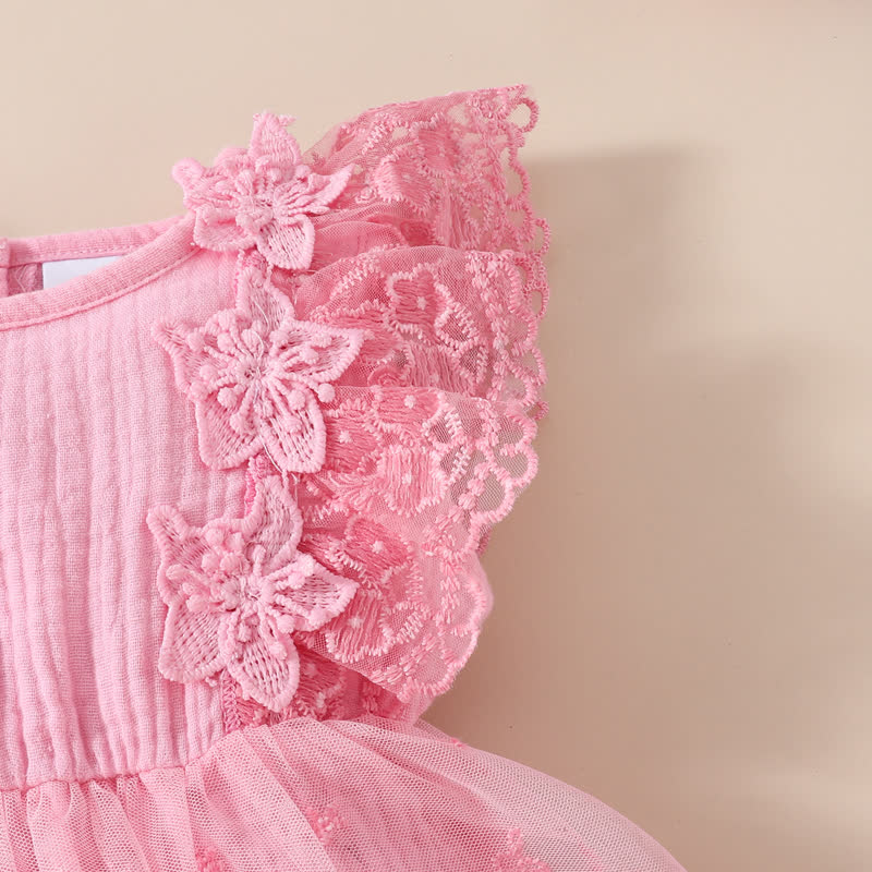 Baby Lace Tulle Ribbed Skirted Bodysuit - image 6