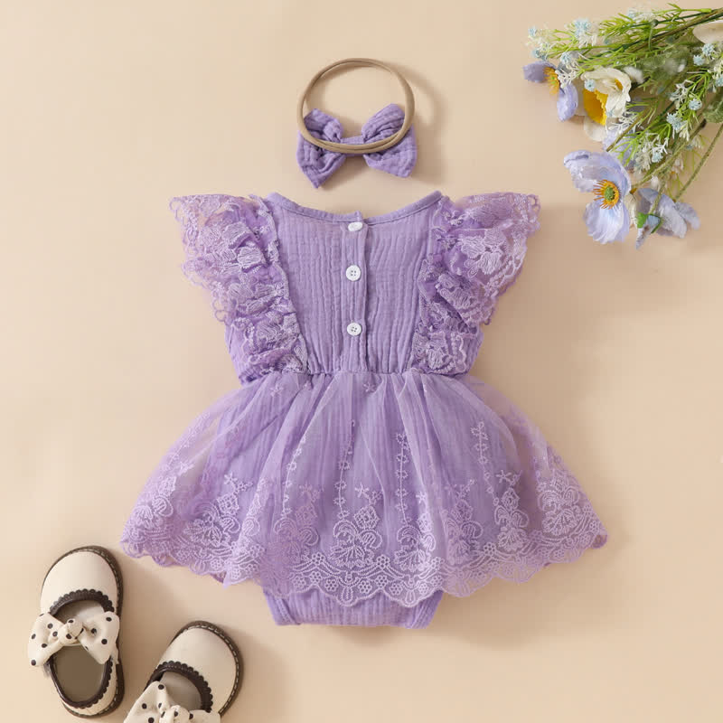 Baby Lace Tulle Ribbed Skirted Bodysuit - image 17