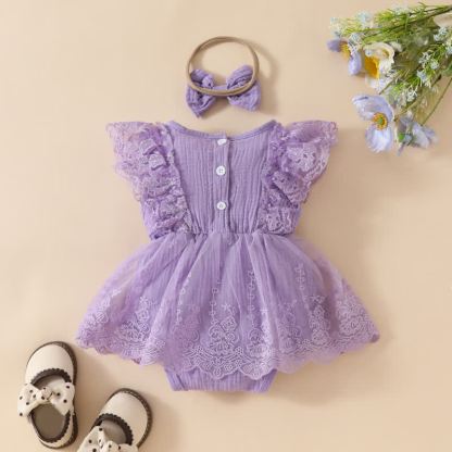 Baby Lace Tulle Ribbed Skirted Bodysuit - image 17
