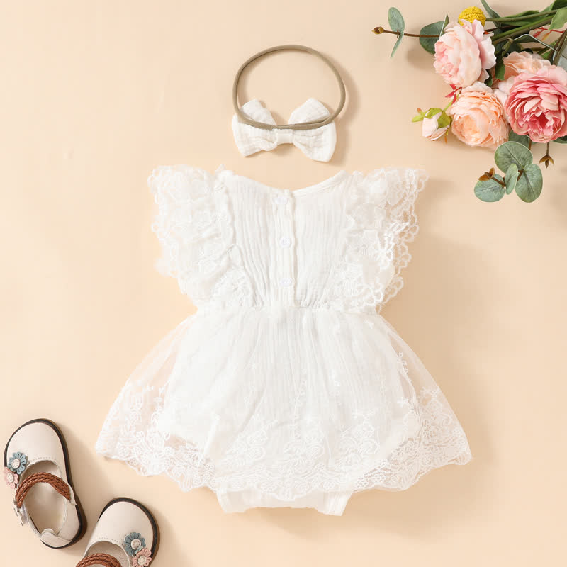 Baby Lace Tulle Ribbed Skirted Bodysuit - image 25