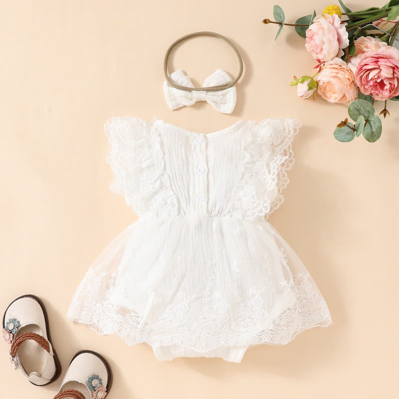 Baby Lace Tulle Ribbed Skirted Bodysuit - image 25