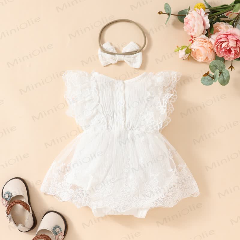 Baby Lace Tulle Ribbed Skirted Bodysuit - image 25
