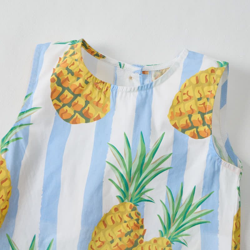Baby Toddler Pineapple Blue Striped Sleeveless 2-piece Set - image 3