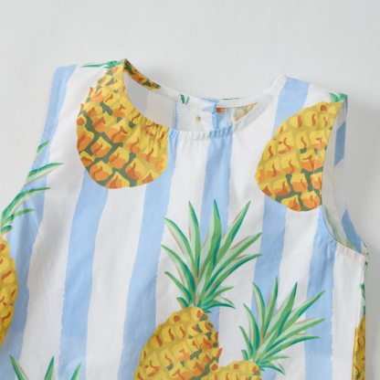 Baby Toddler Pineapple Blue Striped Sleeveless 2-piece Set - image 3