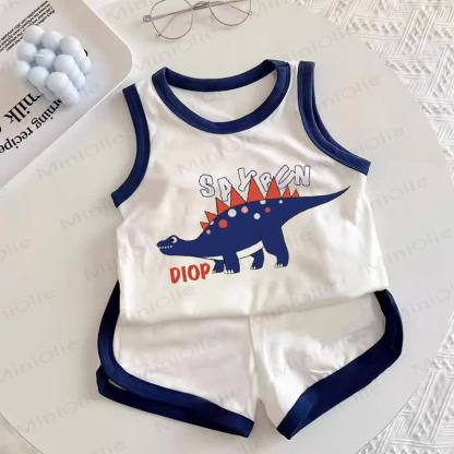 Toddler Dinosaur/Bear Print Sleeveless Set - White - 6-7T - image 2