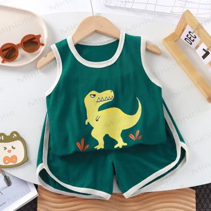 Toddler Dinosaur/Bear Print Sleeveless Set - Green - 6-7T - image 1