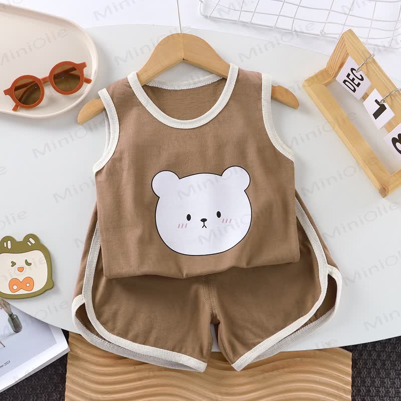 Toddler Dinosaur/Bear Print Sleeveless Set - Brown - 6-7T - image 4